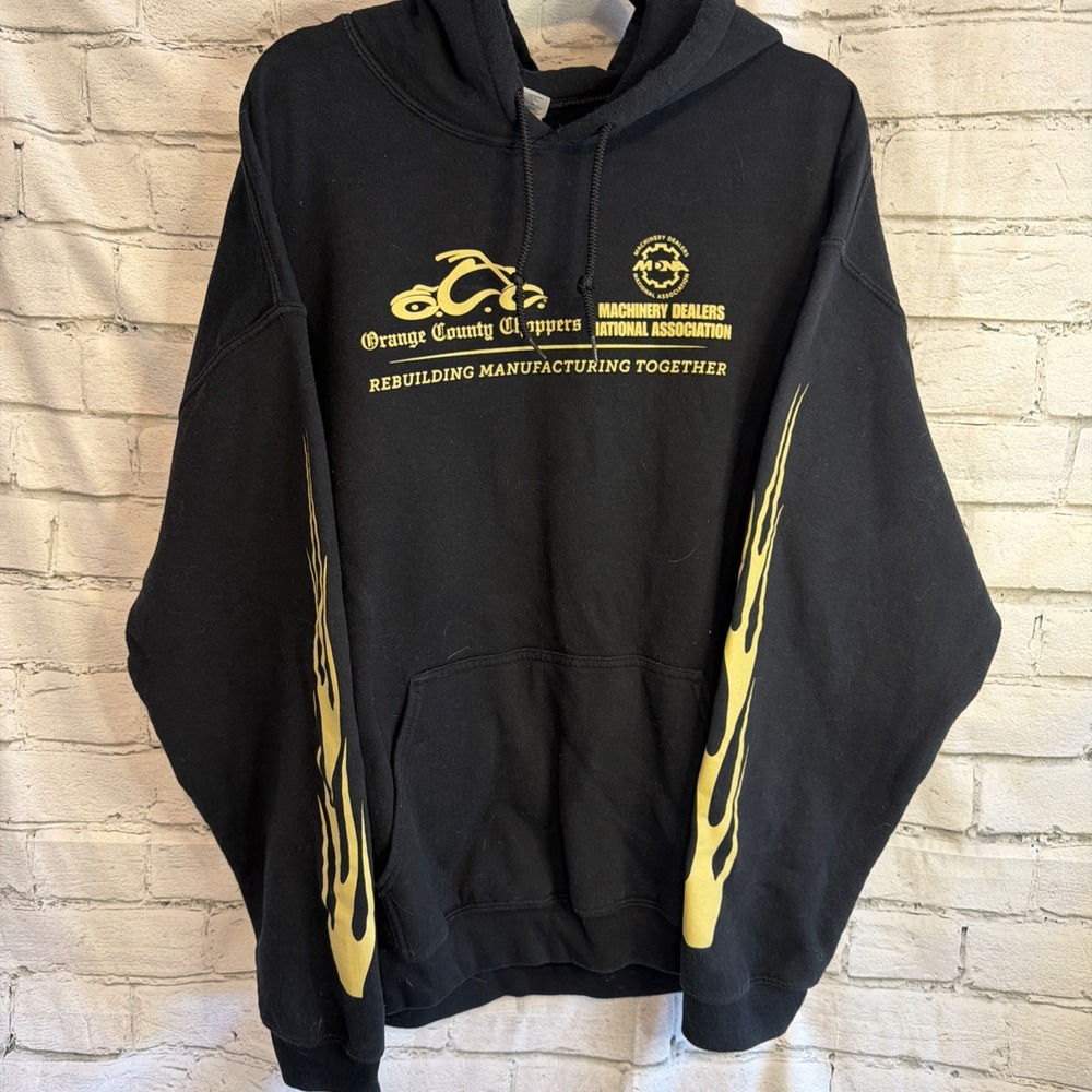 Orange County Choppers Hoodie 2017 Motorcycle Black Mens XL flames